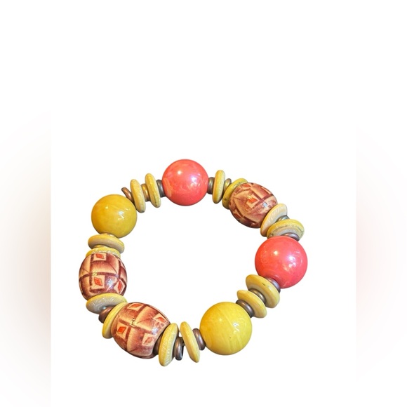 Set of 4 Boho Beaded Stretch Bracelet Set – Earthy Tones & Tribal Prints - Picture 2 of 12